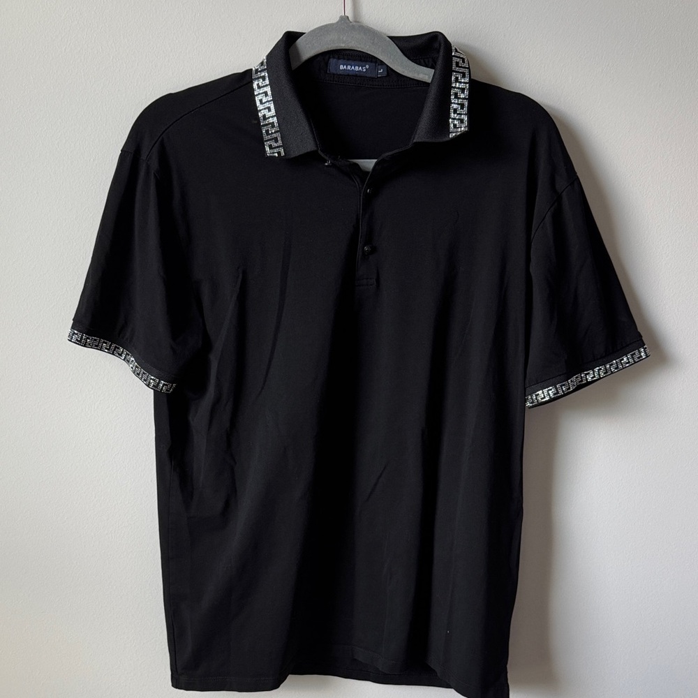 Black Polo Shirt with Iconic Trim